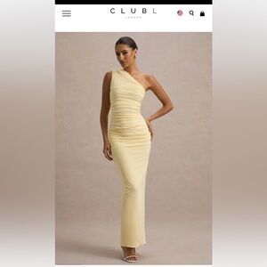 Club L London One-Shoulder Dress in Light Yellow